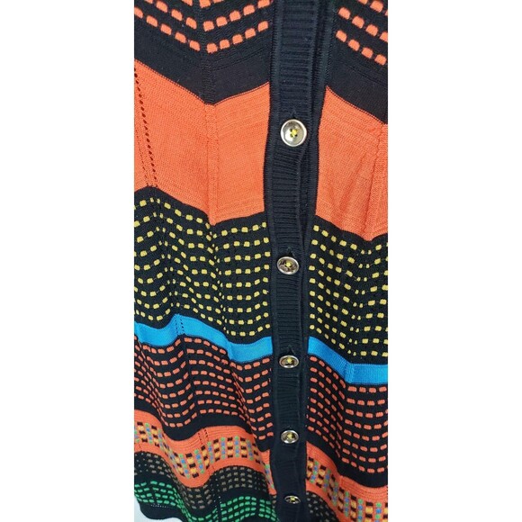 Halloween Cardigan Sweater Button Front M Multicolor Striped Lightweight - Picture 3 of 6